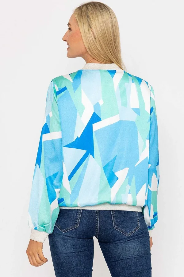 Blue Printed Bomber Jacket