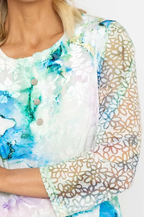 Blue Printed Dovore Top