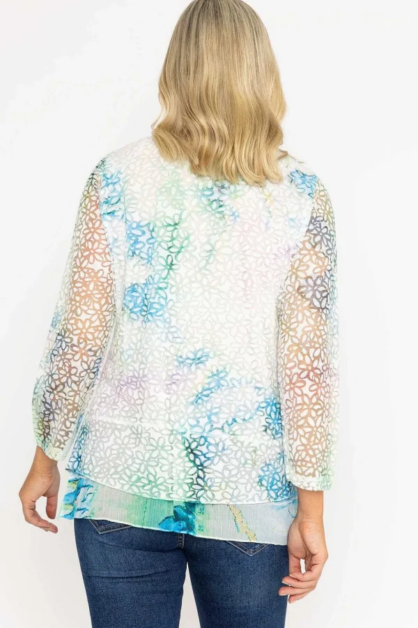 Blue Printed Dovore Top