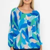 Blue Printed Long Sleeve Blouse