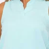 Blue Scallop Trim Sleeveless Top
