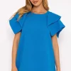 Blue Shoulder Detail Mini Dress
