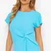 Blue Side Ruched Detail Top