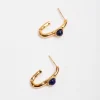 Blue Stone Open Hoop Earrings