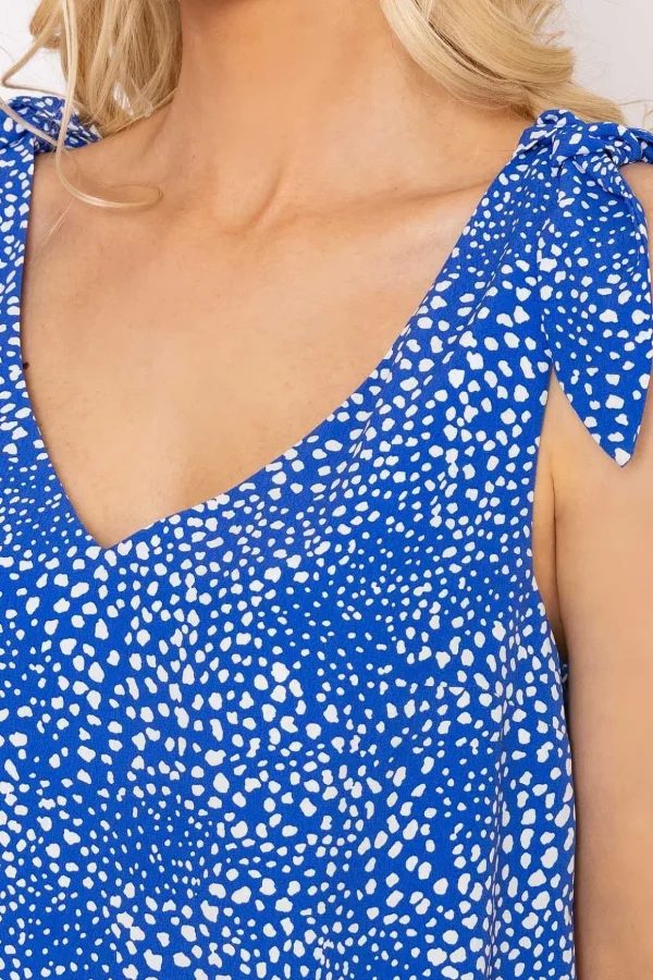 Blue Tie Shoulder Top