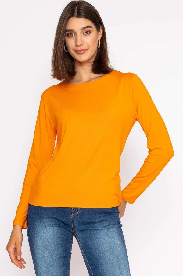 Boat Neck Top In Orange
