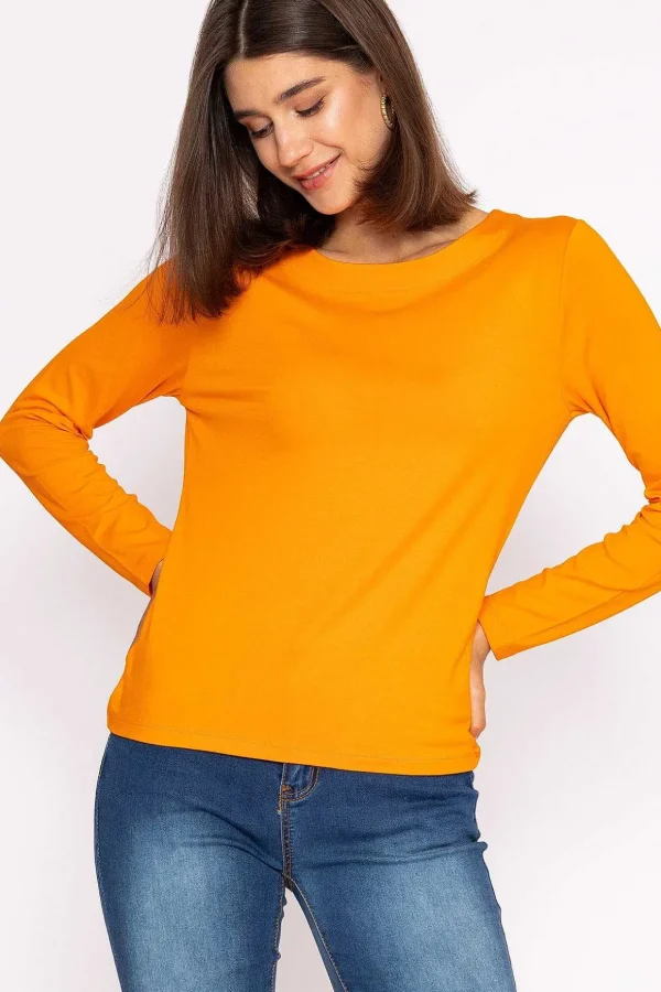 Boat Neck Top In Orange
