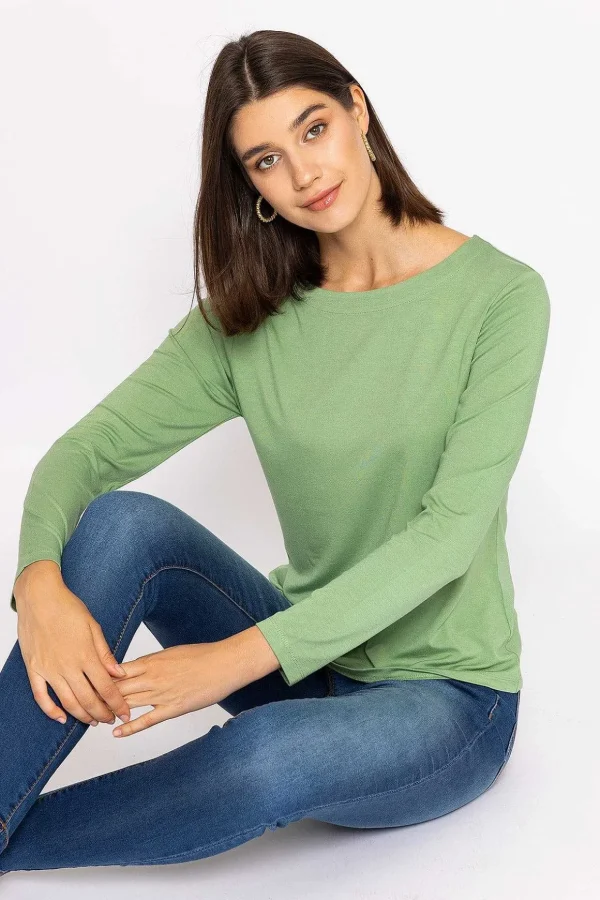 Boat Neck Top In Sage