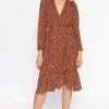 Boho Wrap Dress In Rust