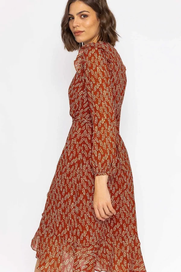 Boho Wrap Dress In Rust
