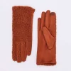 Boucle Front Glove In Tan