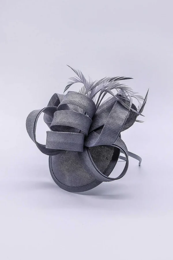 Bow Detail Fascinator In Silver