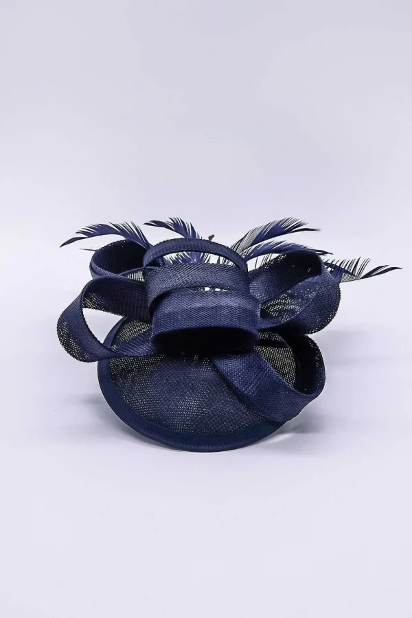 Bow Detail Fascinator In Navy