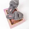 Boxed Embellished Slippers In Grey