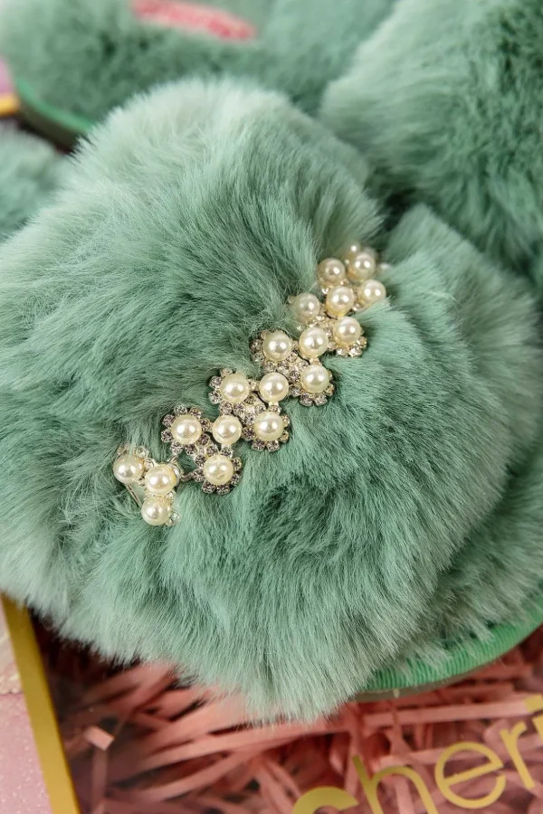 Boxed Embellished Slippers In Green
