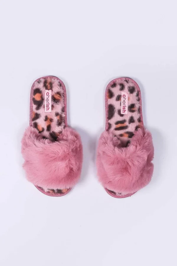 Boxed Pink Animal Faux Fur Slipper