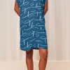 Boyfriend Fit Nightdress In Blue Print