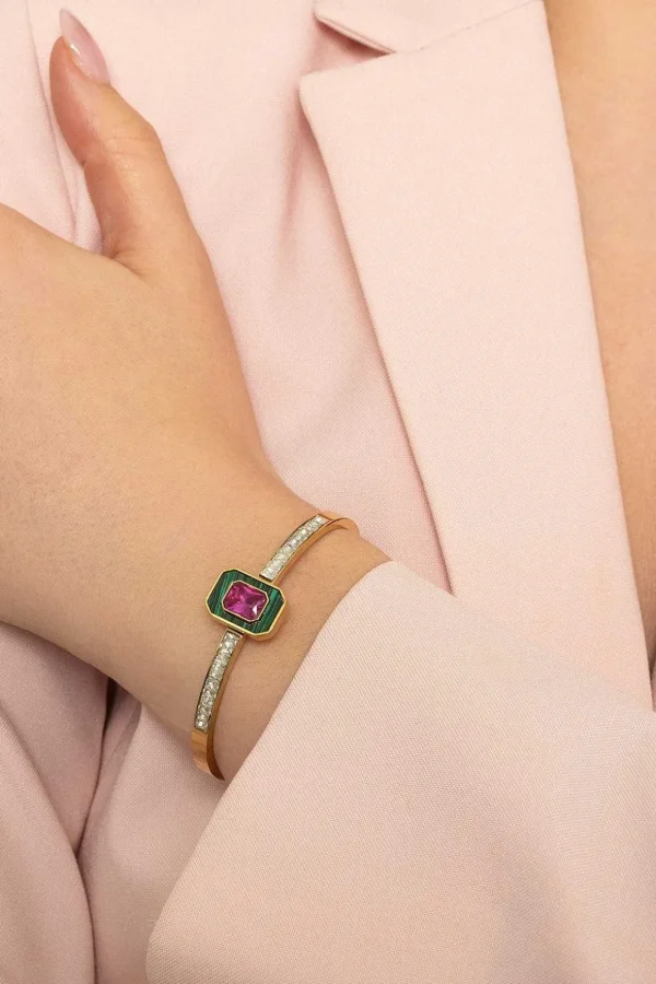 Braelyn Pink And Green Bangle Bracelet