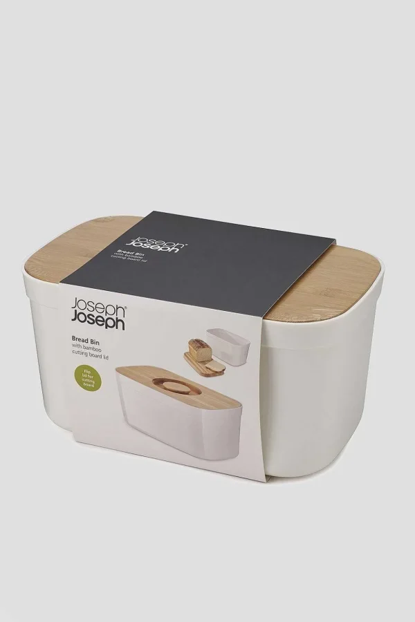 Bread Bin With Cutting Board Lid In White