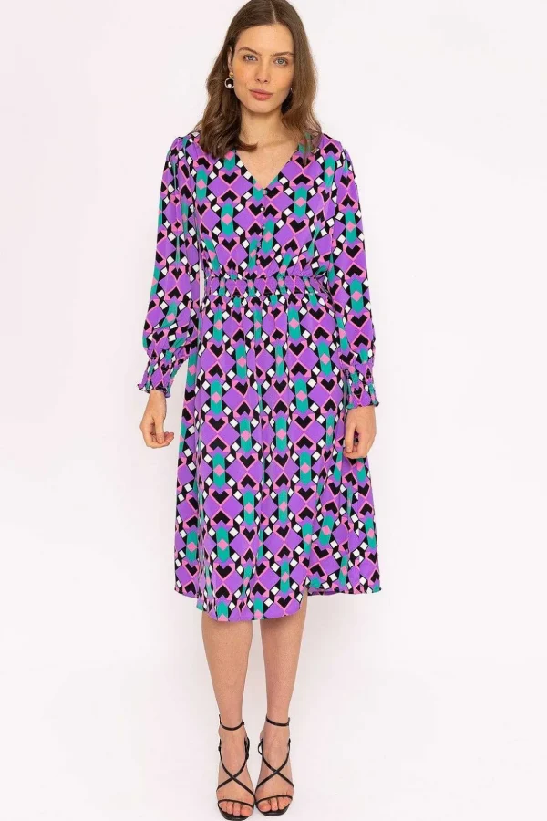Brioni Midi Dress In Lilac Print