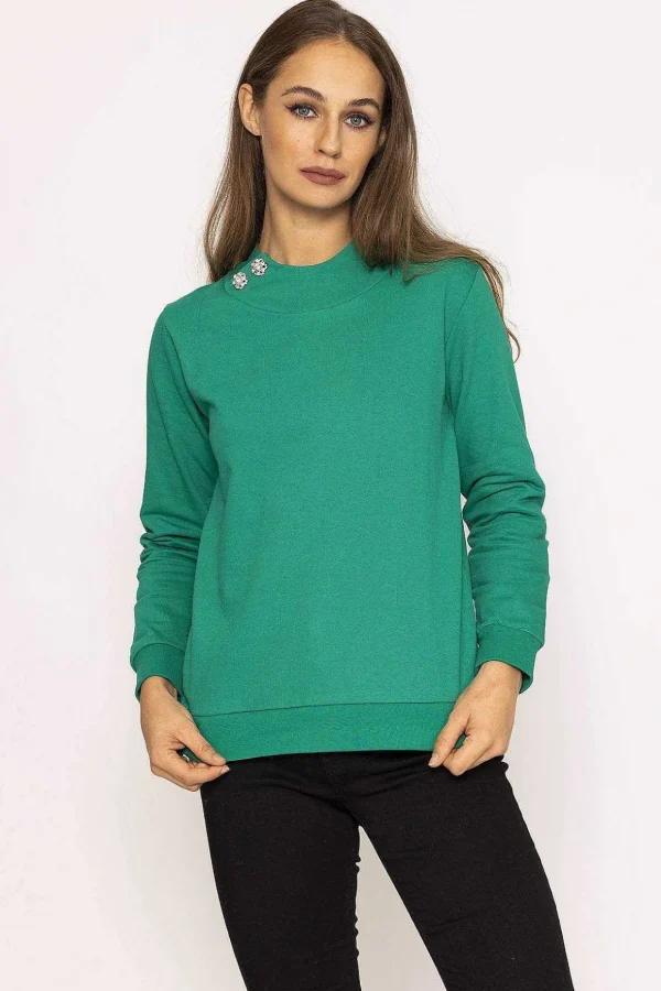 Brooch Detail Hoody In Green