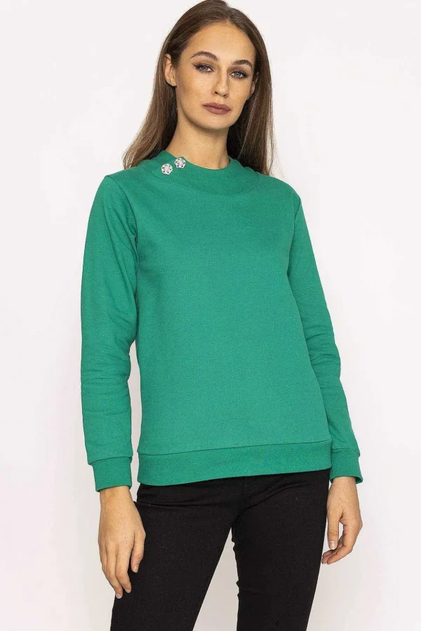Brooch Detail Hoody In Green