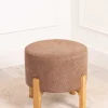 Brown Linen Upholstered Foot Stool