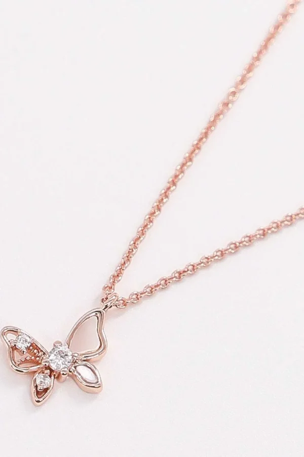 Butterfly Necklace In Rose Gold
