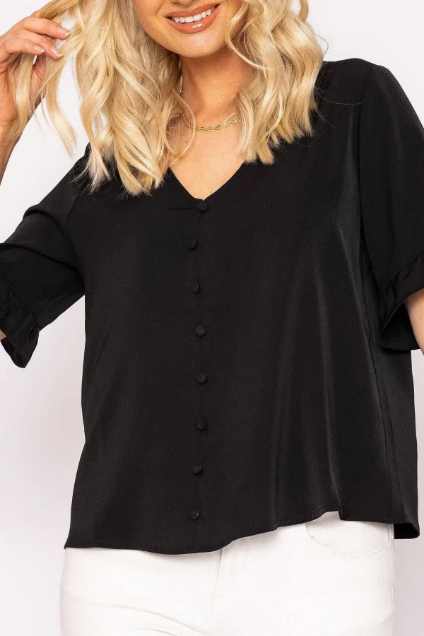 Button Blouse In Black