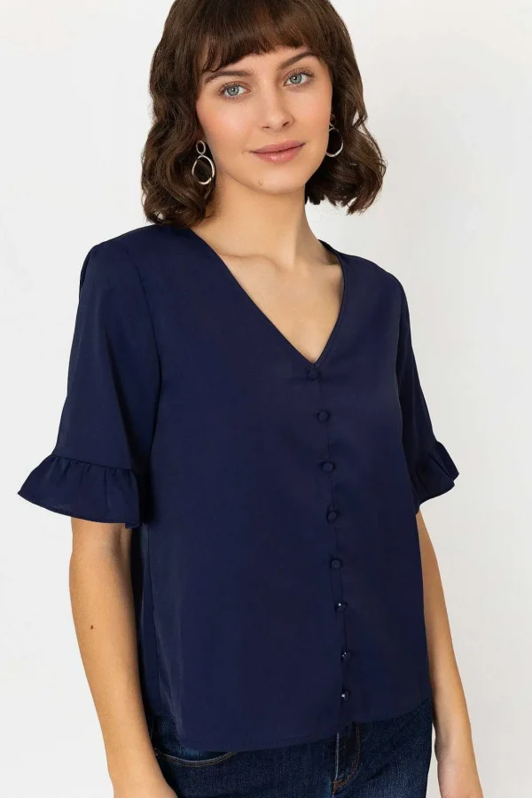 Button Blouse In Navy