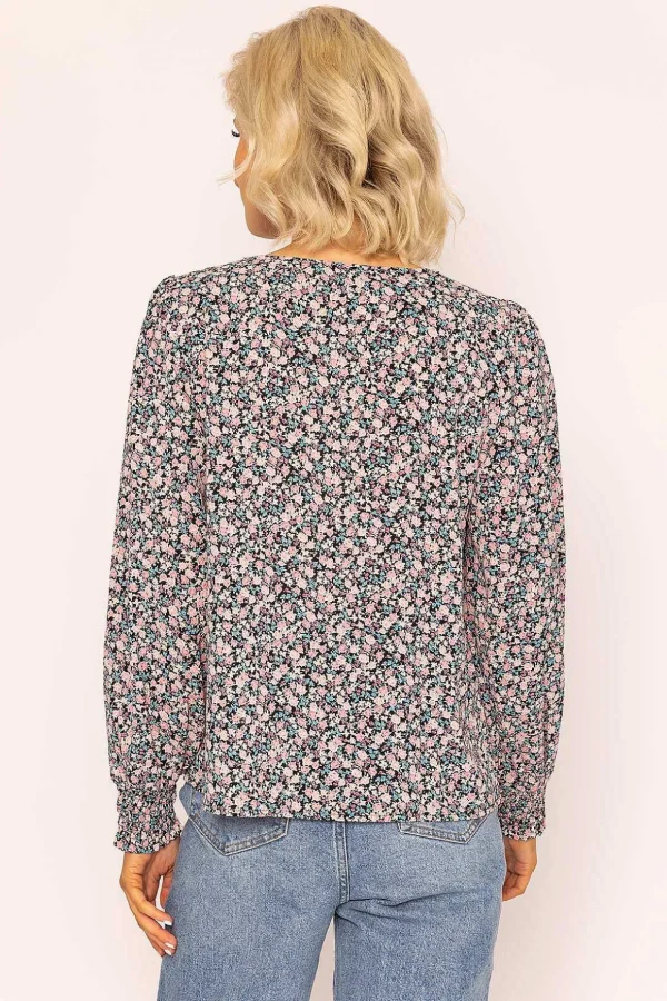 Button Blouse In Pink Print