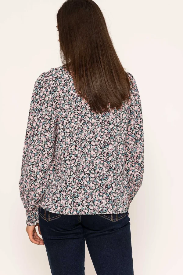 Button Blouse In Pink Print