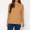 Button Detail Knit In Camel