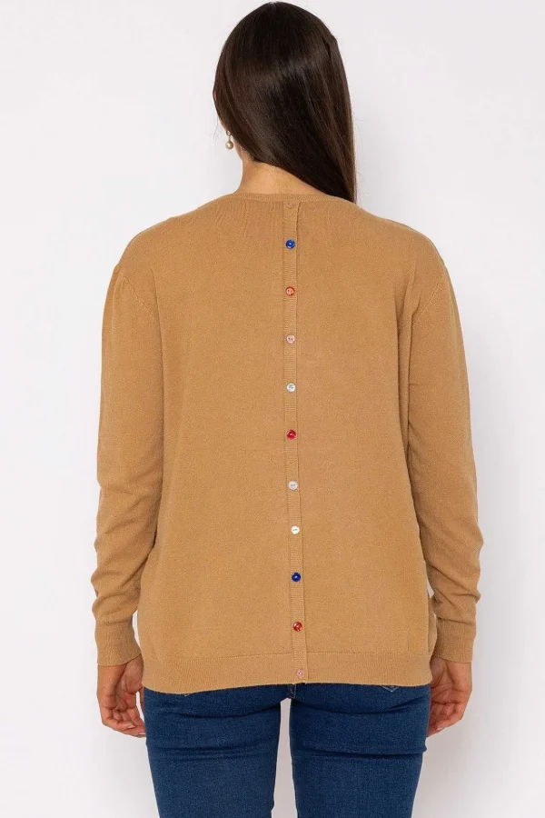 Button Detail Knit In Camel