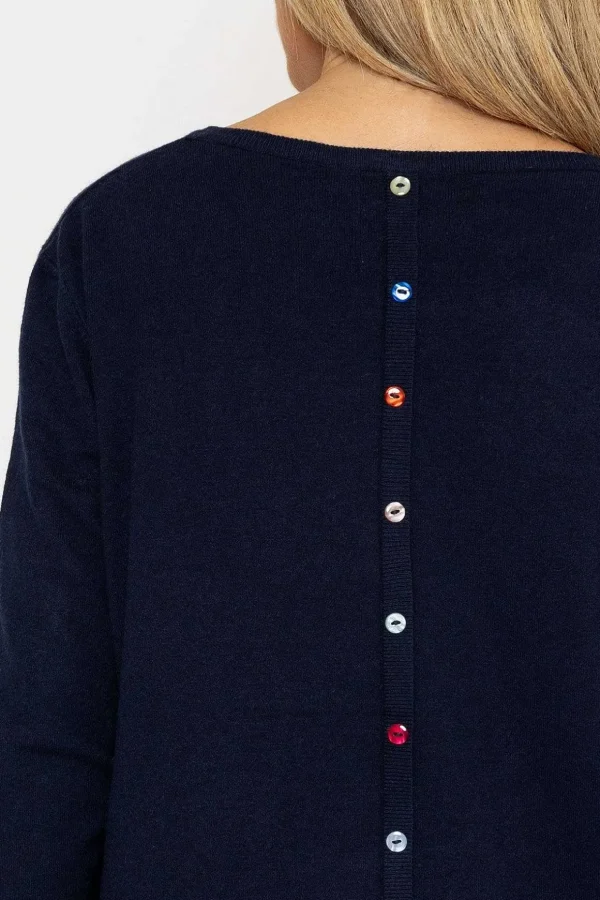 Button Detail Knit In Navy