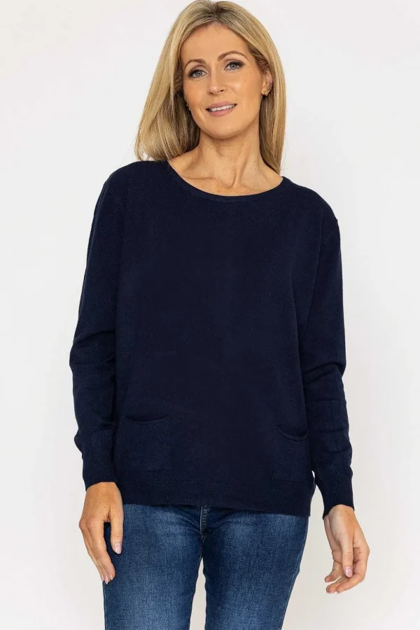 Button Detail Knit In Navy
