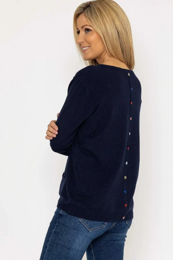 Button Detail Knit In Navy