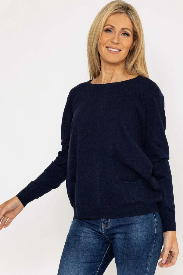 Button Detail Knit In Navy