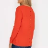 Button Detail Knit In Orange