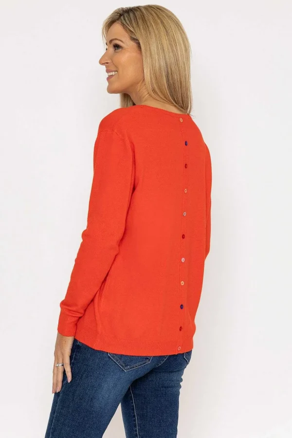 Button Detail Knit In Orange