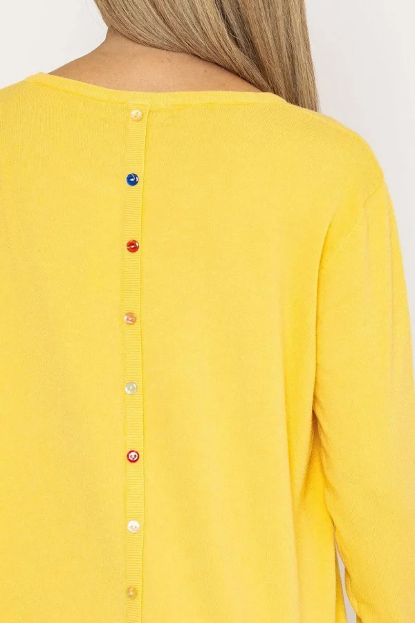 Button Detail Knit In Yellow