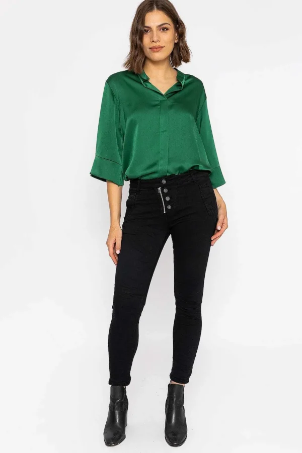 Button Front Jeans In Black