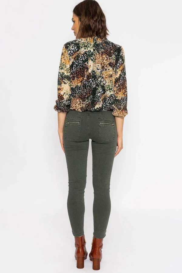 Button Front Jeans In Khaki