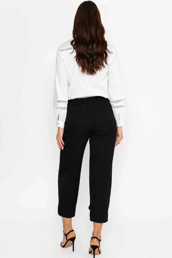 Button Hem Trousers In Black