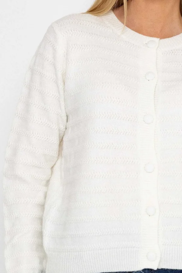 Button Up Cardigan In Ecru
