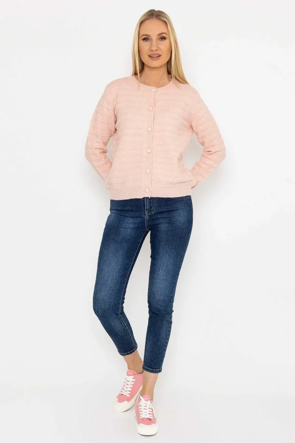 Button Up Cardigan In Pink