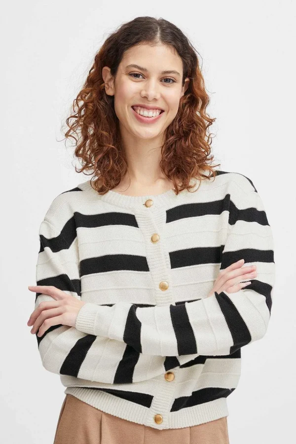 Bymocca Cream Striped Cardigan