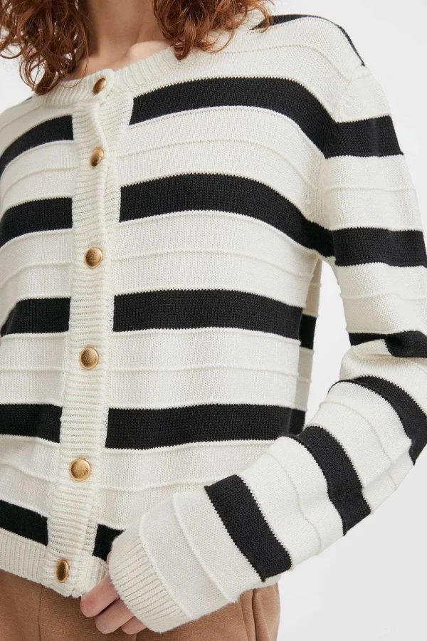 Bymocca Cream Striped Cardigan