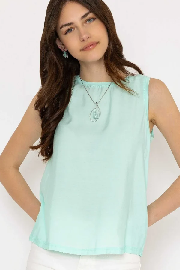 Bysilti Aqua Blue Sleeveless Top
