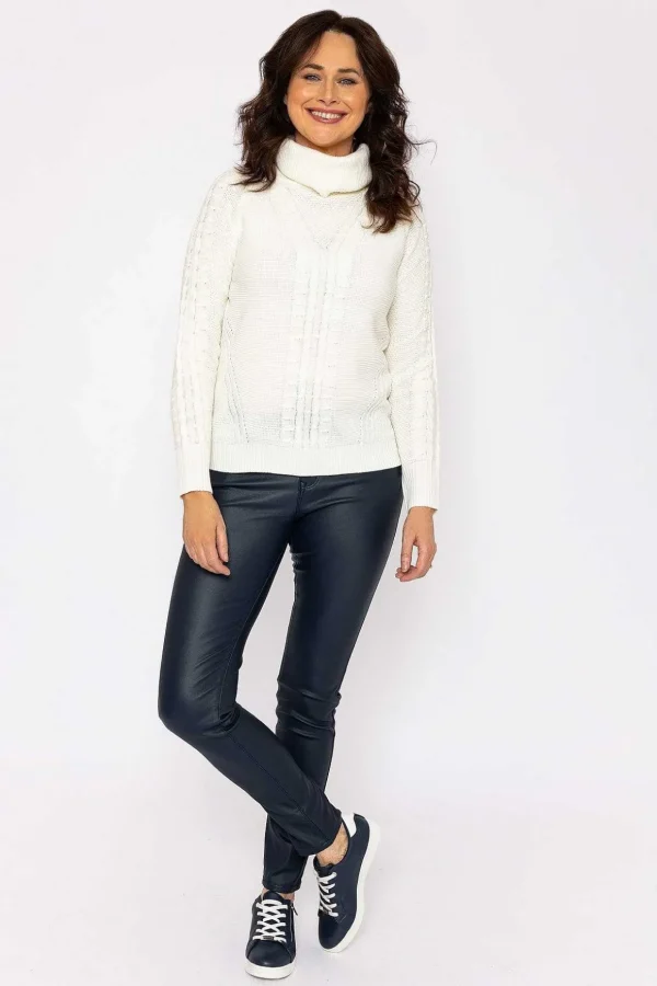 Cable Knit Polo In White